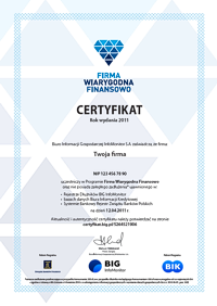 Certyfikat Wiarygodności firmy Internet Designers